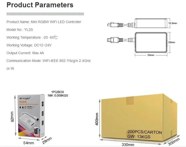 2,4G MiLight YL2S DC12V-24V wifi светодиодный пульт управления Amazon Alexa приложение для смартфона ИК-пульт дистанционного управления для RGBW светодиодные ленты