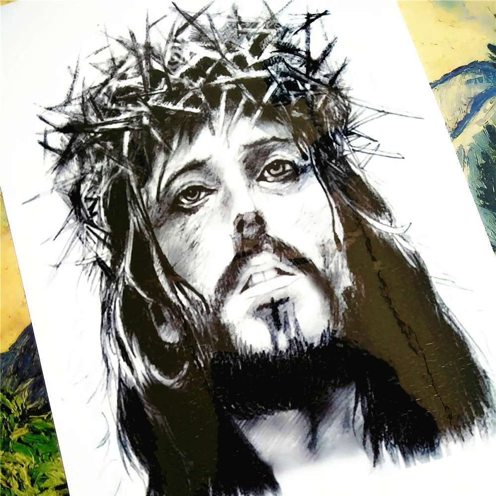 SHNAPIGN Jesus с короной торнов временная татуировка на руку наклейки s 12*20 см