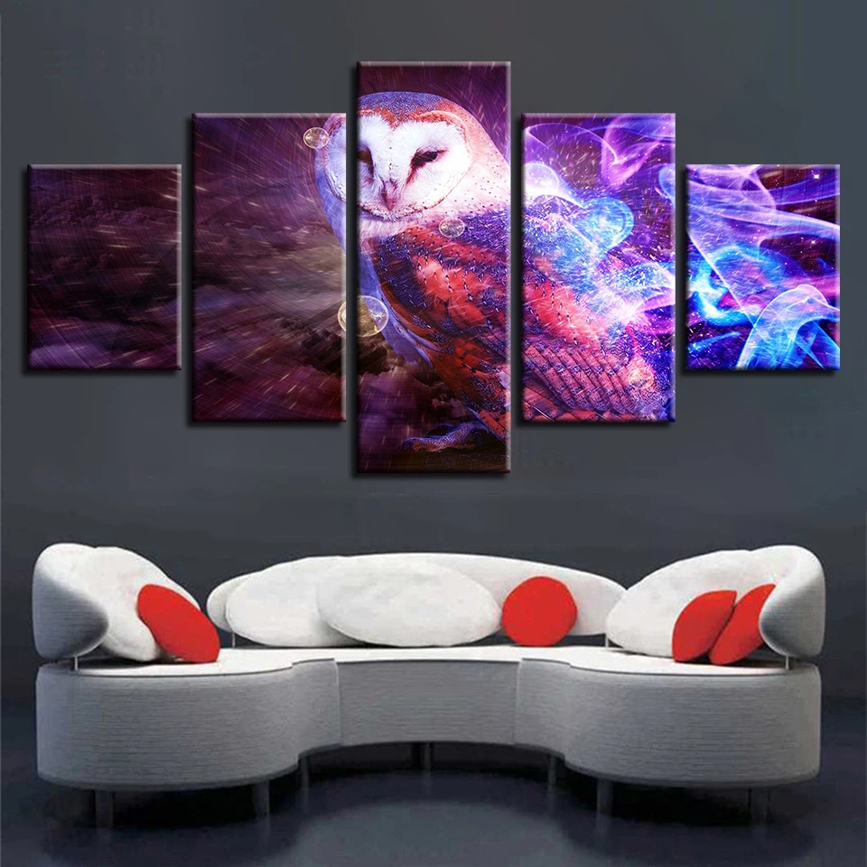 Принт с животными Сова кошка тигр олень цветные картины постер принт на стену