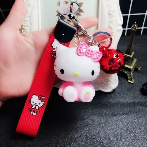9 Милый мультяшный брелок hello kitty из кроличьего меха с помпонами и помпонами, брелок для женщин с кожаным ремешком и металлическим кольцом для ключей, брелок для автомобильных сумок D118 - Цвет: 9