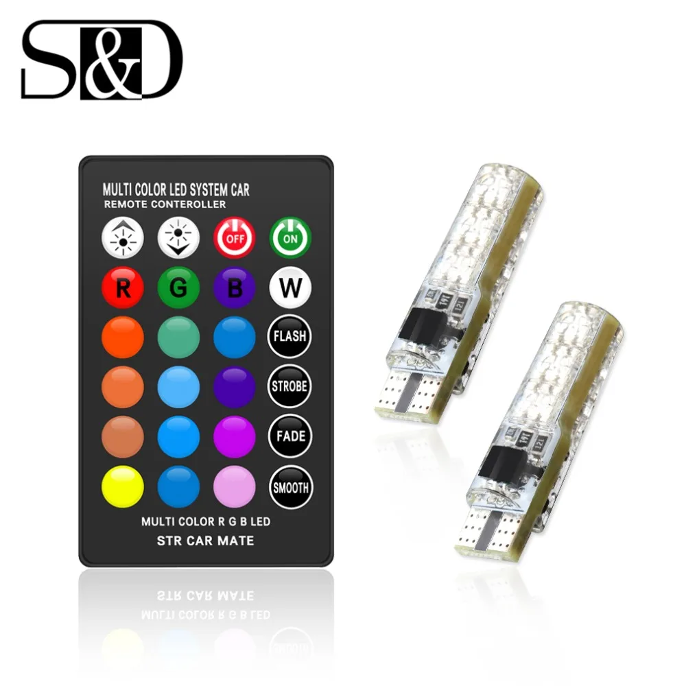 Светодиодные лампы T10 RGB W5W 194 168 с дистанционным управлением светодиодные чипами
