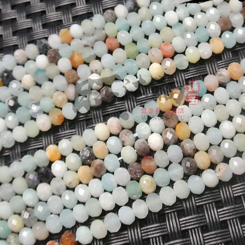 

Natural Mixed-color Amazonite Stone Beads Rondelle Spacer Faceted DIY Loose Beads For Jewelry Making beads Accessories 15'' Gift