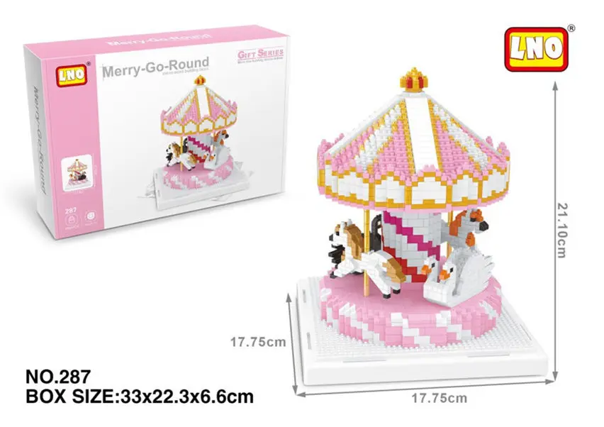 LNO парк развлечений розовый merry-go-круглый Карусель лошадь 3D модель 2500 шт. алмаз