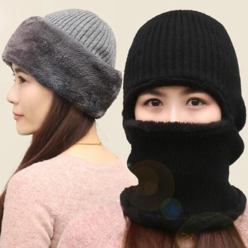 Одноцветные Универсальные женские и мужские зимние шапки skullies модные теплые