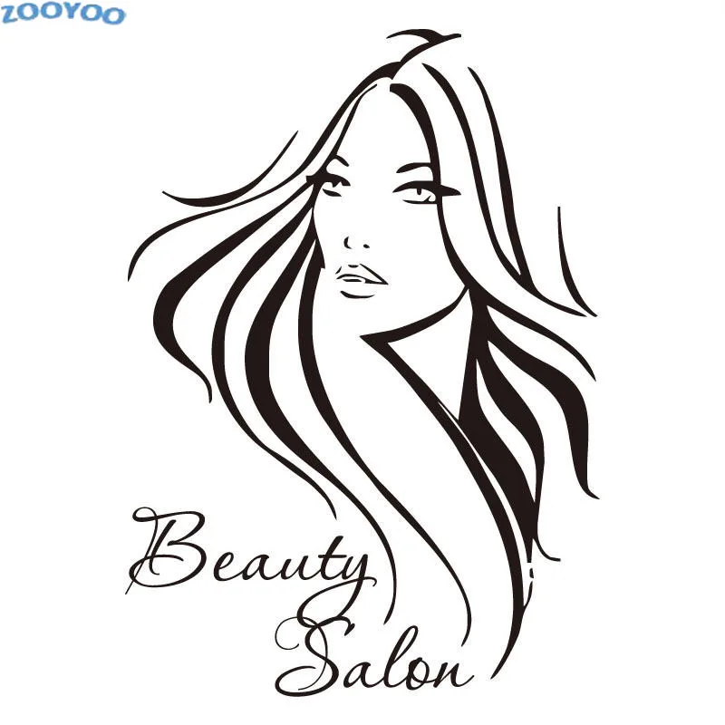 

ZOOYOO Hair Beauty Salon Barbershop Sexy Girl Wall Stickers Removable Vinyl Art Decals Home Decor Long Hair Woman Home Decal