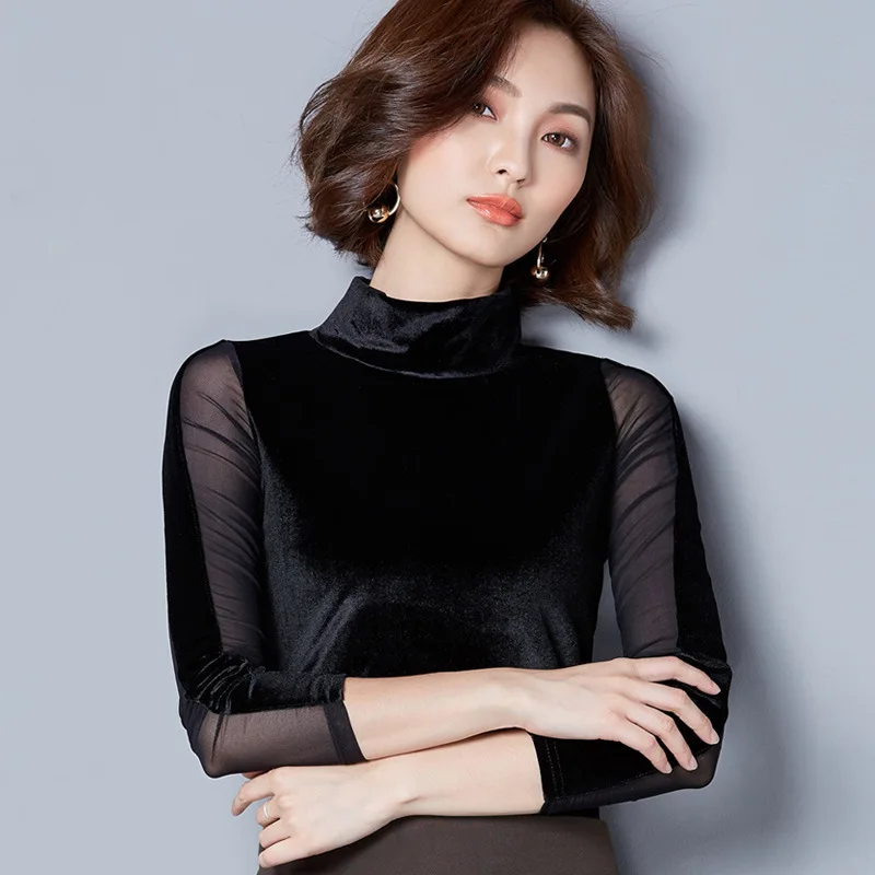 Женская футболка с длинным рукавом amberhear повседневная хлопковая из сетчатой