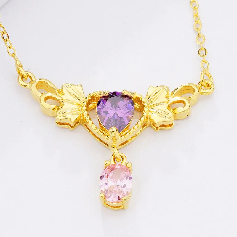 XJ0196-purple Модное ювелирное изделие, женское массивное ожерелье, s& Кулоны, криастальное чистое золото 24 K, колье, ожерелье, бижутерия, колье, Femme Collares Mujer - Окраска металла: XJ0196-purple