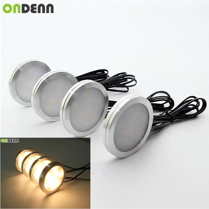 LED Cabinet Light Puck Lights Downlight Spotlights with Wireless RF Remote Control Dimmable for Furniture Lighting 4pcs | Освещение