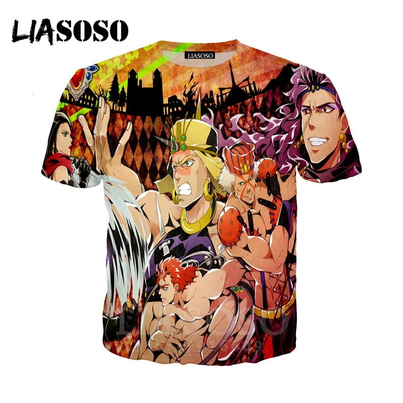 6 LIASOSO, аниме, 3d принт, футболка для мужчин и женщин, Harajuku, joJo's, хип-хоп, причудливый, homme Adventur, футболка, рок, футболки, homme, футболка E835 - Цвет: 6