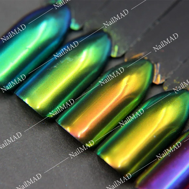 Хамелеоновые порошки для ногтей 1 г многохромовая пудра меняющая цвет блестящая