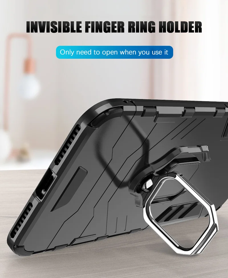 4 In 1 Shockproof Luxury Armor Case for IPhone X XR XS Max 8 7 6 6s Plus 5 5S SE with Car Magnetic Finger Ring Holder Coque |