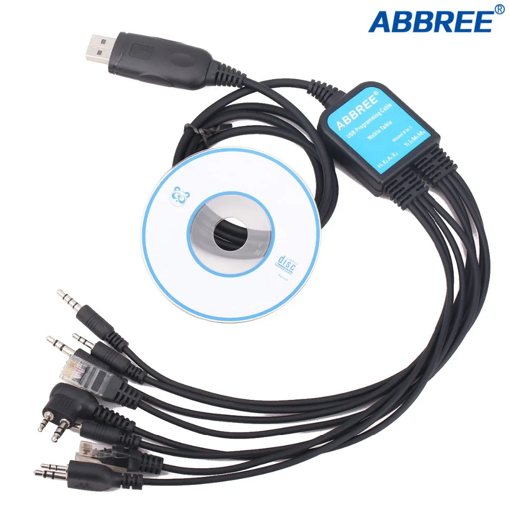 Abbree 8 в 1 компьютер USB Программируемый кабель CD для Kenwood Baofeng Motorola Yaesu Icom HYT рация