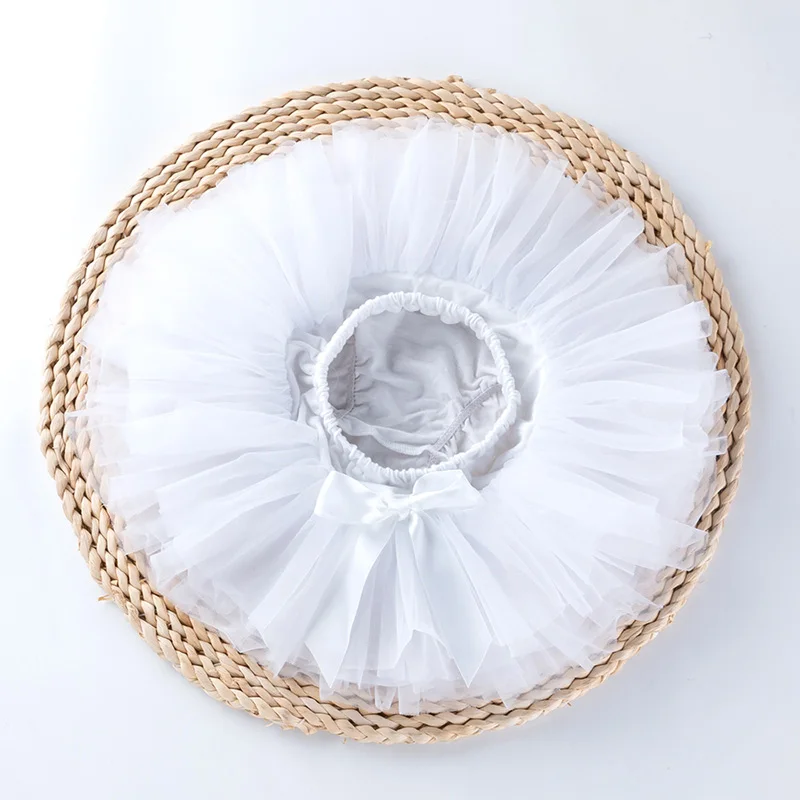 Белая юбка принцессы для маленьких девочек пушистая юбка-подгузник шаровары