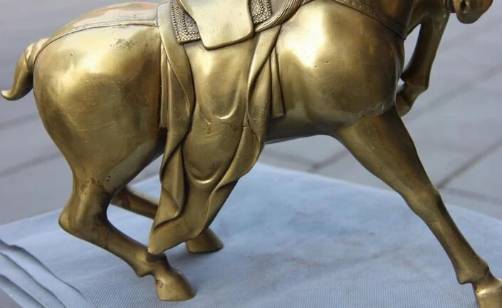 Collectible bronze S2738 12 Chinese Folk Brass Copper Feng Shui Lucku Running War Horse Steed Art Statue | Дом и сад