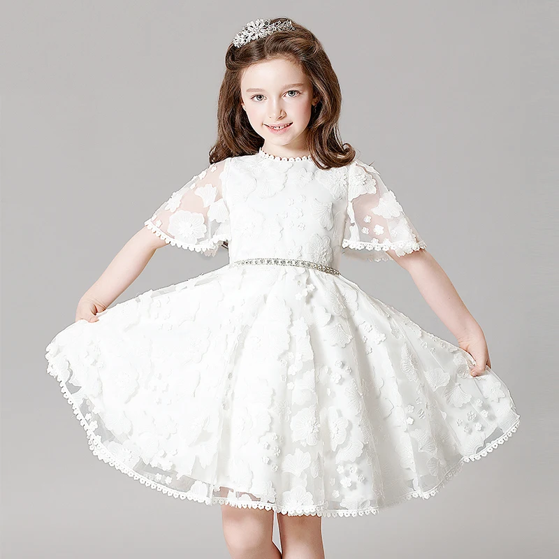 Fashion White Princess Dress For Weddings Summer 2017 Half Flare Sleeves Toddler Girls Dresses for Party Children Clothes P18 | Детская