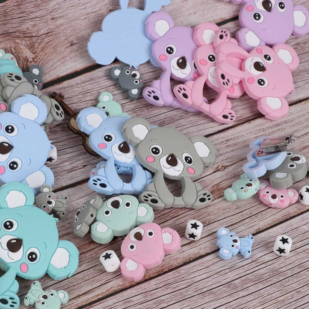 BPA Free Koala Baby Teether Silicone Beads For DIY Teething Necklace Gift Nurs Accessories Food Grade Silicone Teether Rodents