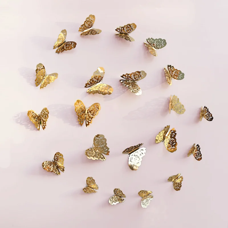 12 шт./компл. красивые золотые и серебряные толстые бумажные карты 3D Полые