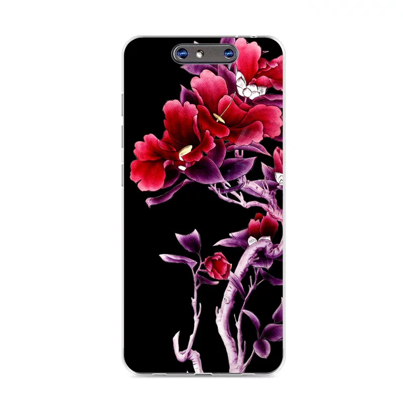 Zte blade v8 Case Silicon Flower Painted Painting Soft TPU Back Cover for protect Phone cases shell |