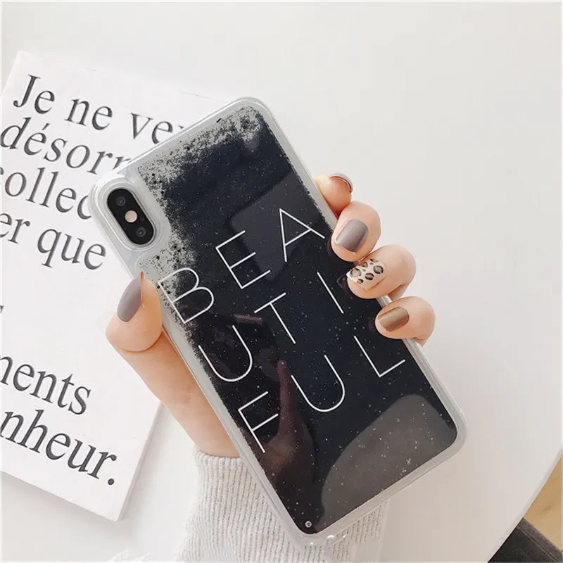 Интересный черный жидкий зыбучий песок чехол для телефона iphone XS MAX X XR 6 6s 87 plus