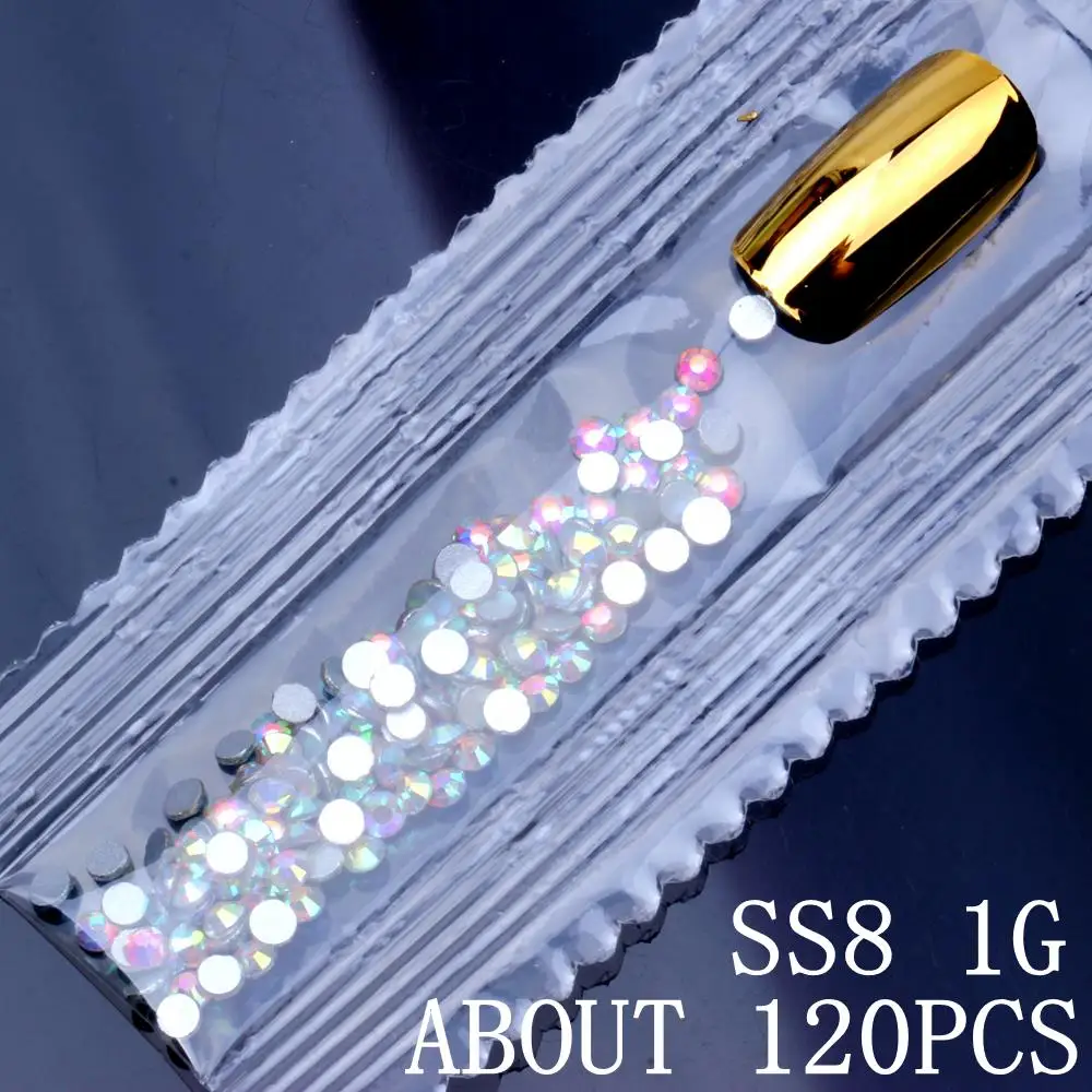 Clear AB ss8 1g DIY Бисер 6 г 1500 шт SS3-SS10 Хрустальные Стразы AB плоская задняя сторона Стразы для ногтей 3D не исправление инструмент для украшения ногтей для нейл-арта стекло - Цвет: Clear AB ss8 1g