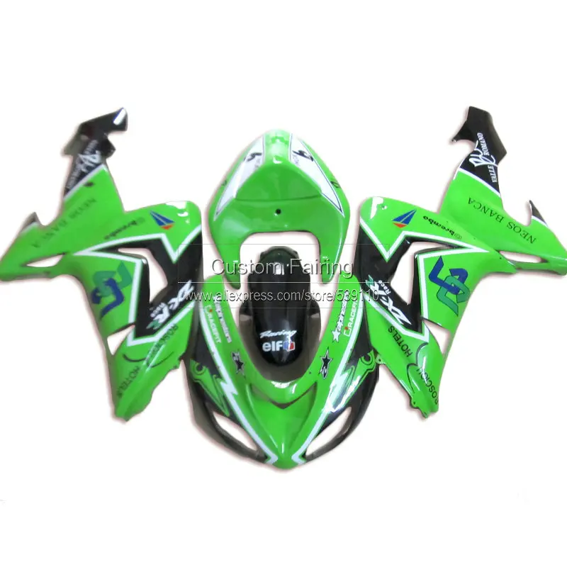 

Бесплатный индивидуальный комплект обтекателей для Kawasaki ZX 10R 2006 07 зеленый 2007 06 Ninja zx10r наклейки черный обтекатель TP59