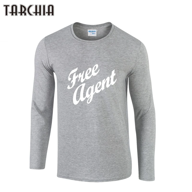 

TARCHIA Men Tops Long Sleeve T Shirts FREE AGENT Casual Cotton Slim Fitted T-Shirts Men Brand Clothing Tshirt Homme Plus Size
