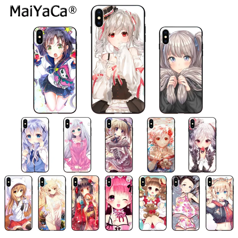 MaiYaCa аниме kawaii Девушка черный ТПУ мягкий чехол для телефона iPhone 8 7 6 6S Plus 5 5S SE XR X XS MAX