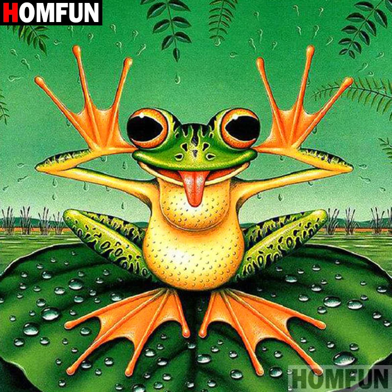 Алмазная живопись HOMFUN лягушка алмазная вышивка 5D сделай сам с полными