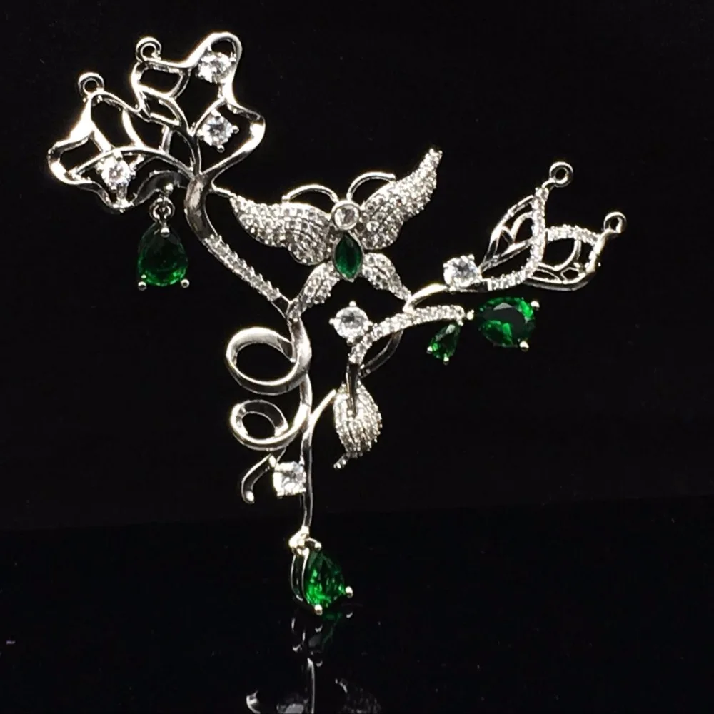 

Delicate butterfly shape green micro zircon jewelry found copper's classic style of sweater tassel pendant necklace