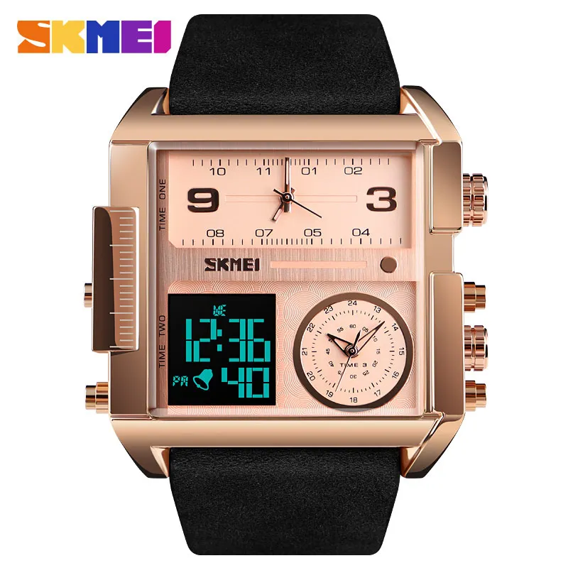 Rose Gold Black SKMEI мужские s часы лучший бренд класса люкс военные Креативные Часы Мужские кварцевые аналоговые цифровые мужские часы Relogio Masculino 1391 - Цвет: Rose Gold Black