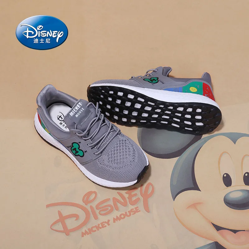 Gray Обувь для мальчиков и девочек disney; осенние кроссовки; Новинка года; модная обувь для тренировок на улице; черные дышащие милые детские кроссовки - Цвет: Gray