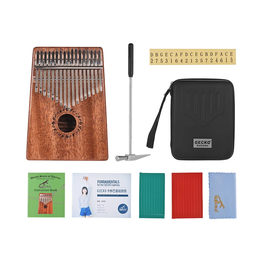 

K17M 17-key Kalimba Thumb Piano Mbira Mahogany Solid Wood with Carry Bag Storage Case Tuning Hammer Music Book Stickers