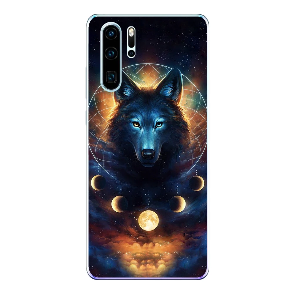 Чехол для Huawei P30 Lite Pro мягкий силиконовый чехол из ТПУ Fundas Лев тигр пантера волк