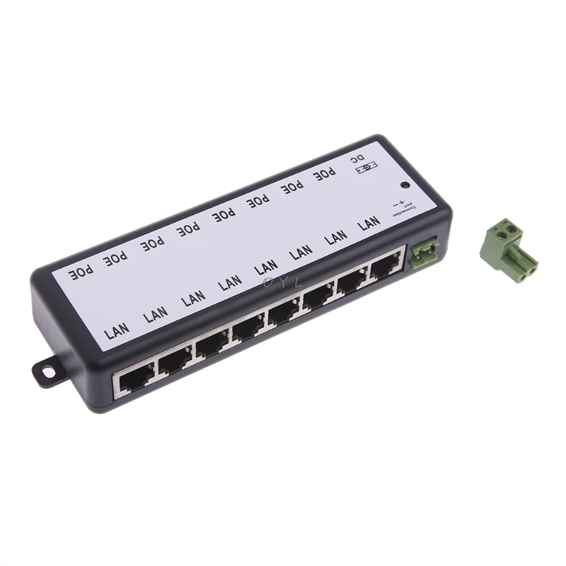 8 портов POE инжектор для видеонаблюдения IP камеры питания через Ethernet адаптер