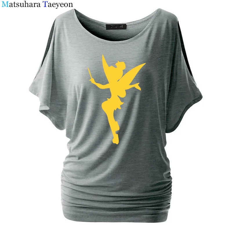 8 Футболка женская фея Динь-Динь силуэт мультфильм фея футболка Femme Tinkerbell печатных милый Harajuku футболка T76 - Цвет: 8