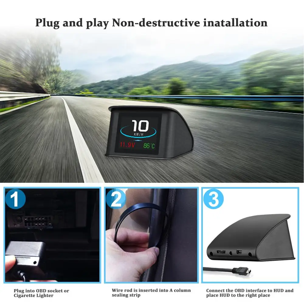 HUD Head Up Дисплей AIHG автомобиля Скорость ometer с OBD2/EUOBD Порты и разъёмы Смарт Цифровой