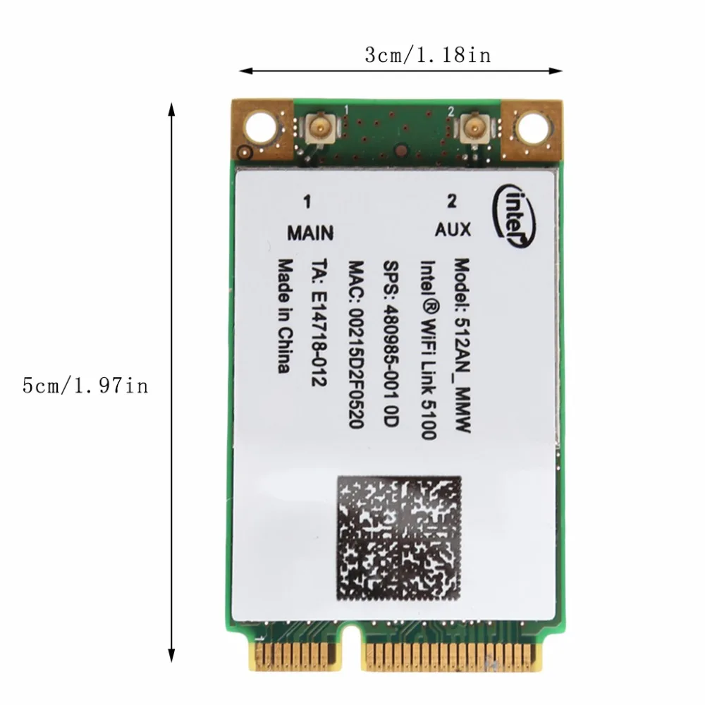 Для Link Intel 5100 WIFI 512AN_MMW 300M Mini PCI E плата Беспроводная WLAN карта 2 4/5 ГГц|Сетевые карты| |