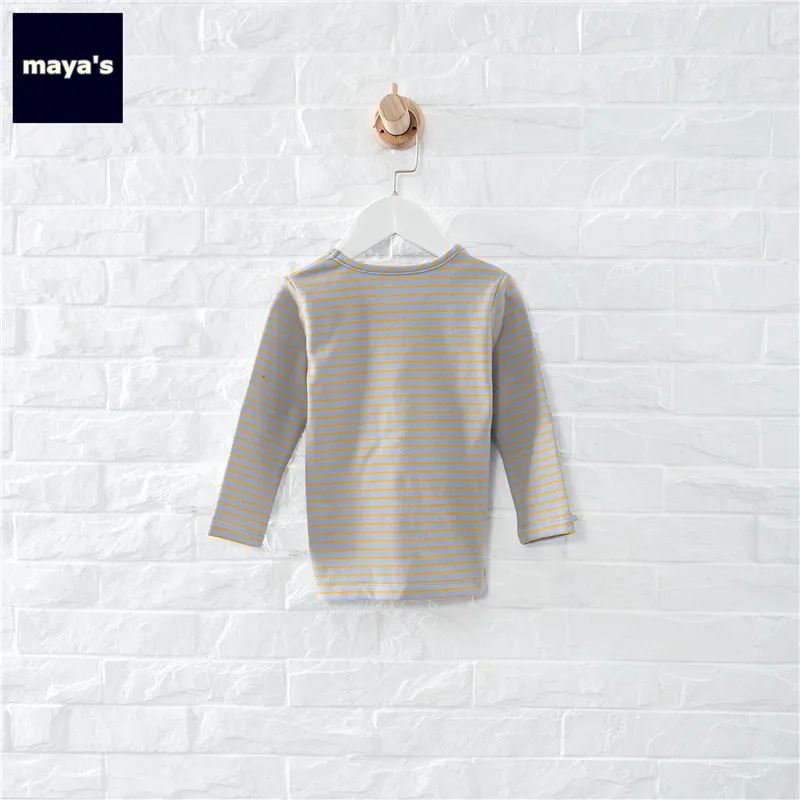 Mayas/весна 2019 хлопковые рубашки в полоску с длинными рукавами для девочек дышащие
