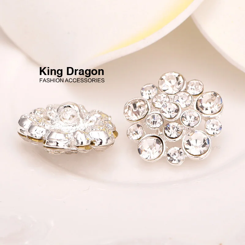 Новое поступление прозрачные пуговицы со стразами Пришивные цветы по центру или