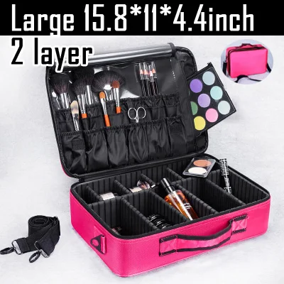 Large hotpink 2layer Новое поступление косметичка чехол для макияжа Водонепроницаемая косметичка для путешествий профессиональная косметичка - Цвет: Large hotpink 2layer