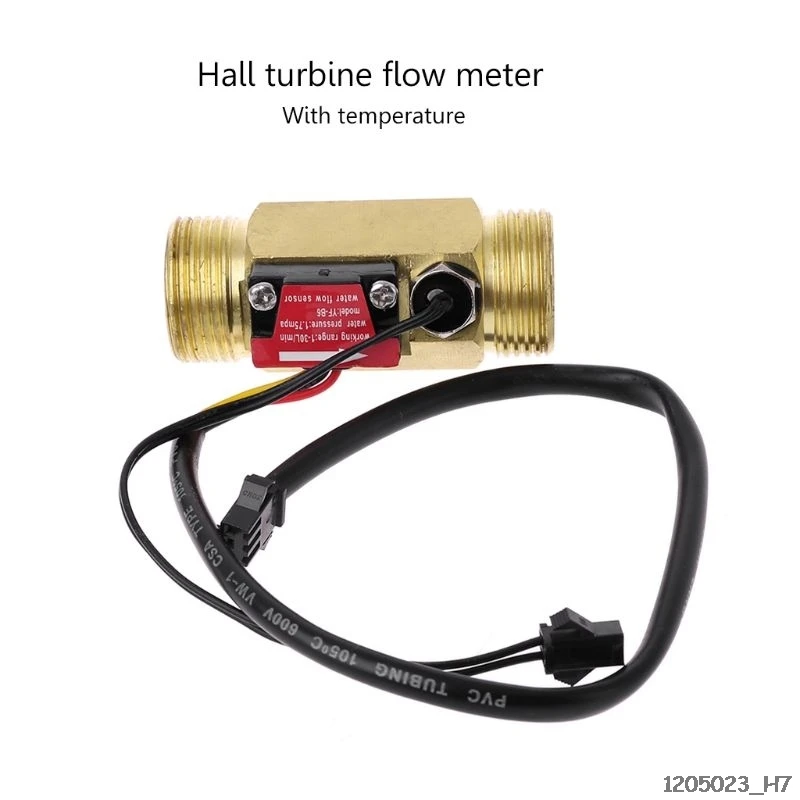 

G3/4" Flow Sensor Water Flow Switch With Temperature Detection For Turbine Liquid Sensor Copper Shell Hall Flow Meters