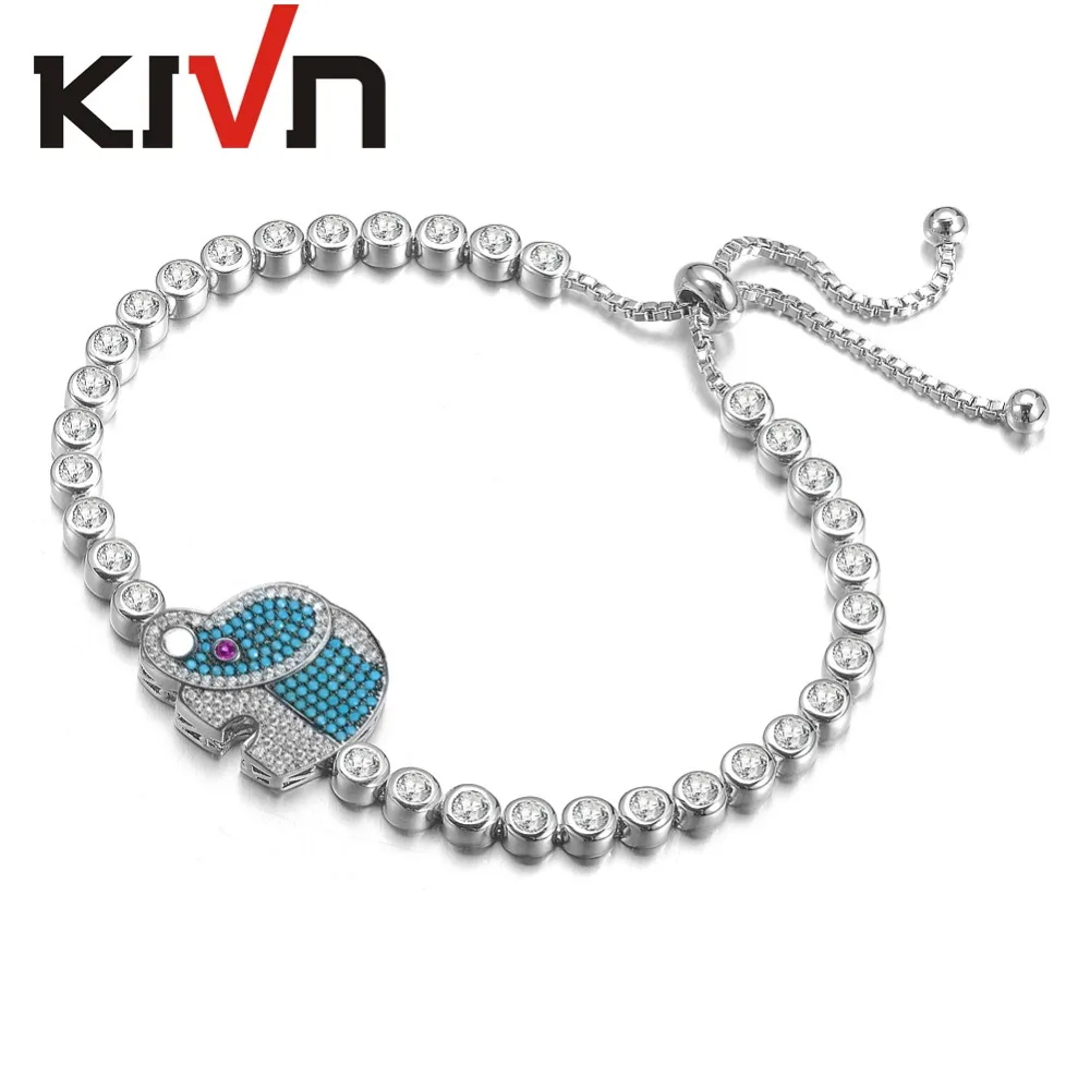 Регулируемый браслет со слоном и фианитами 10 шт./партия | Украшения аксессуары