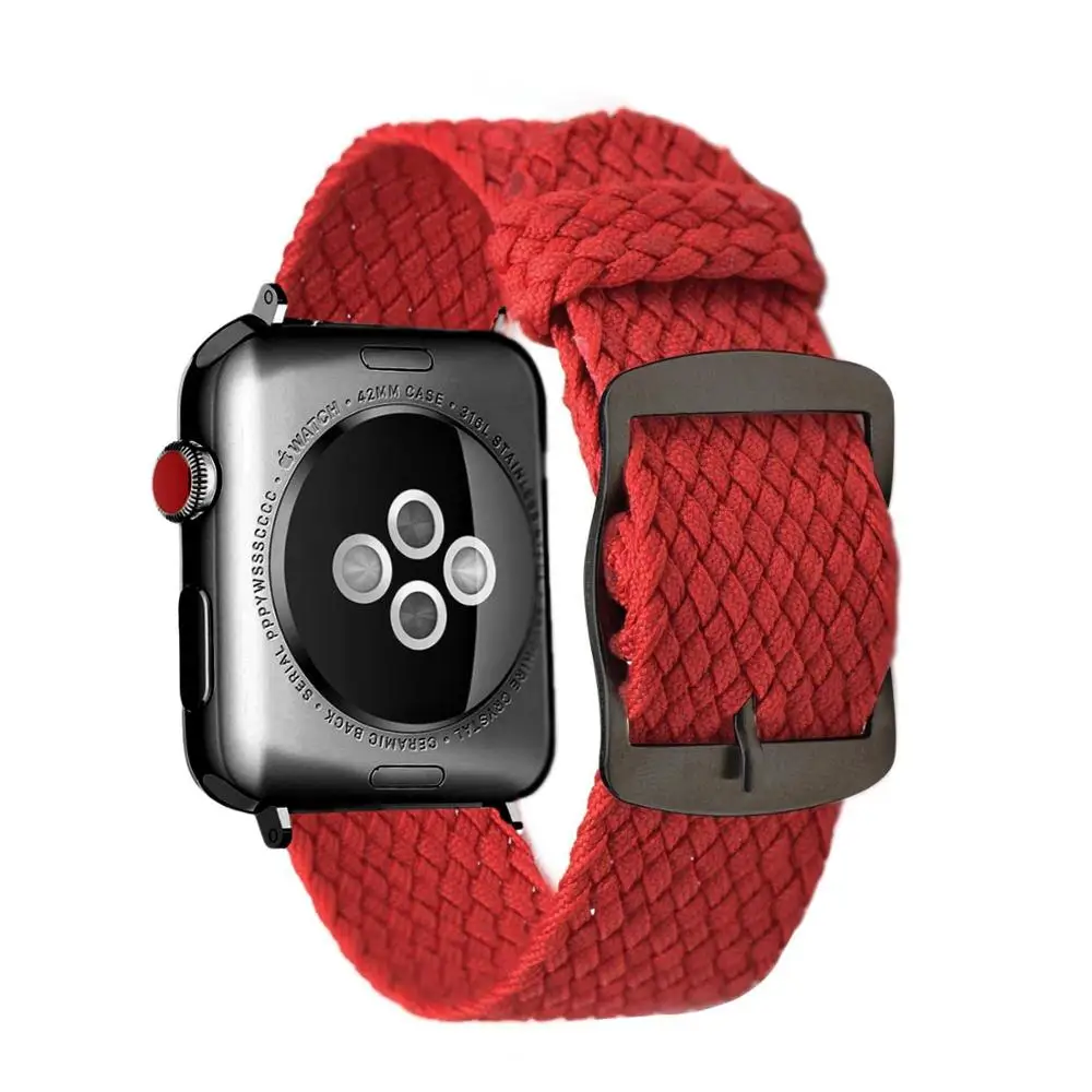 Red-Black Модные петля ремешок нейлон кабель-браслет на запястье часы аксессуары для наручных часов Apple watch 1/2/3 42 мм 44 мм для наручных часов iwatch, ремешок 4/5 38 мм 40 мм - Цвет ремешка: Red-Black