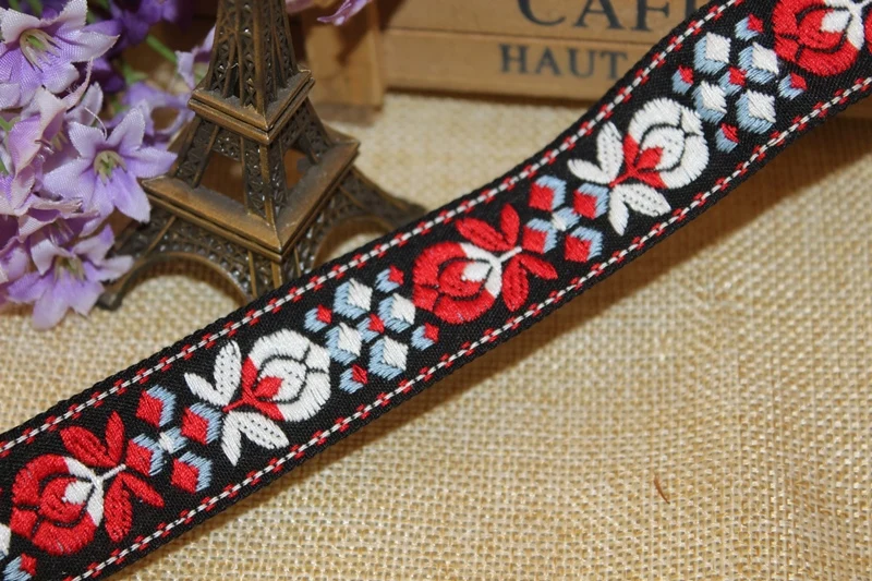 9 ярдов/партия широкий 2,5 cm Тканные жаккардовая тесьма, декорированные цветами; аксессуары для одежды LS-0010