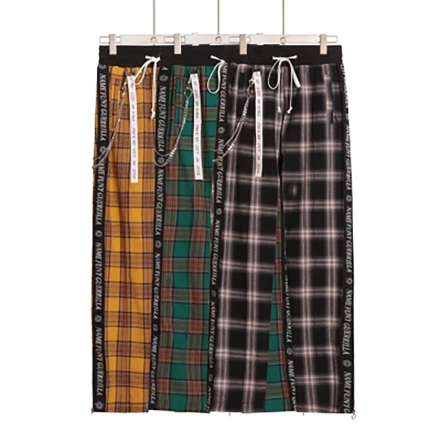 Женские широкие брюки в клетку с высокой талией уличная одежда стиле Харадзюку