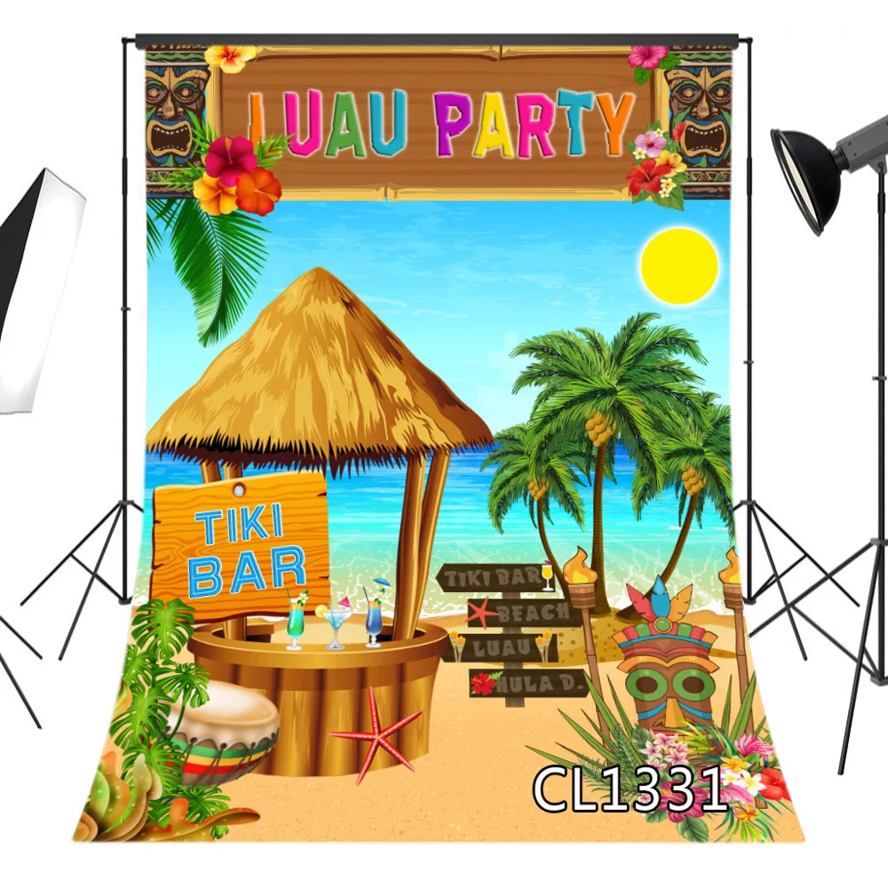 Гавайский пляжный TIKI бар моющийся без складки Фотофон для фотографии полиэстер