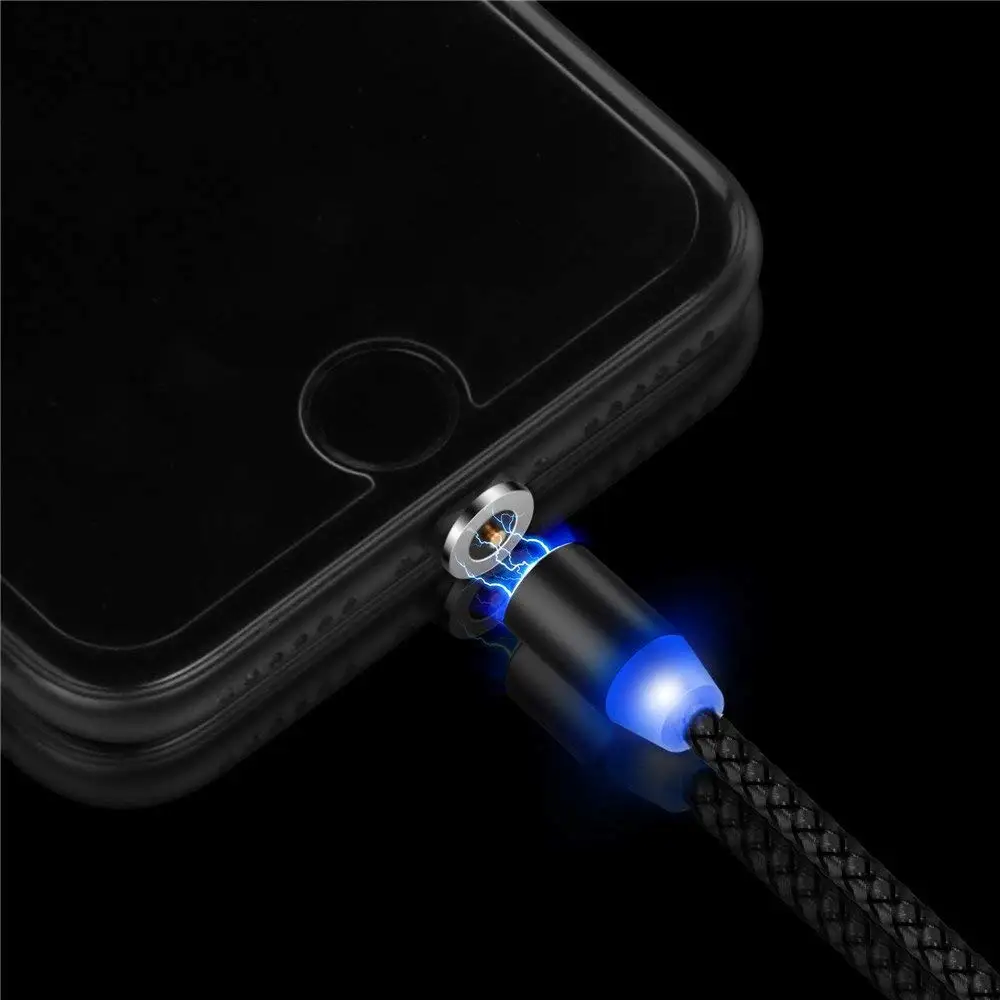 1 м 2 5 В/360 а круглый светодиодный IOS USB Магнитный зарядный кабель для iPhone 5S 6 6S Plus 7