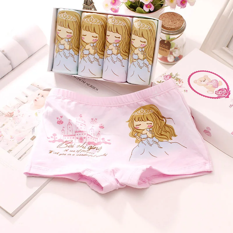 6 шт./лот хлопковые трусы шорты боксеры платье для девочек подростков трусики
