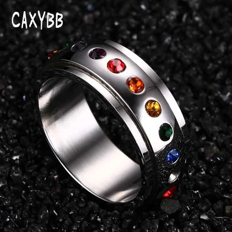 Caxybb классическое Радужное кольцо для женщин цветное Стразы шипованное на палец
