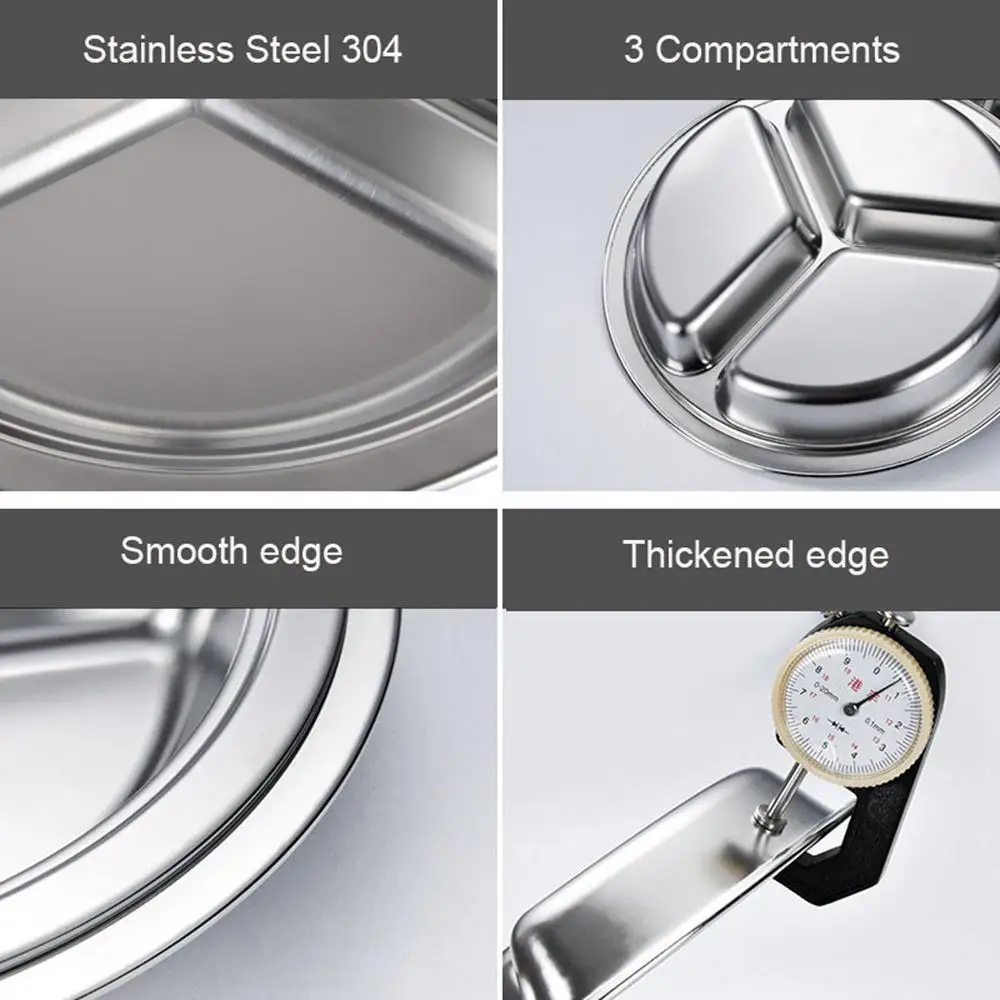 Разделенный поднос из нержавеющей стали обеденная тарелка Детская диетическая